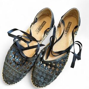 Pikolinos Women’s Black Espadrille Sandal - Leather